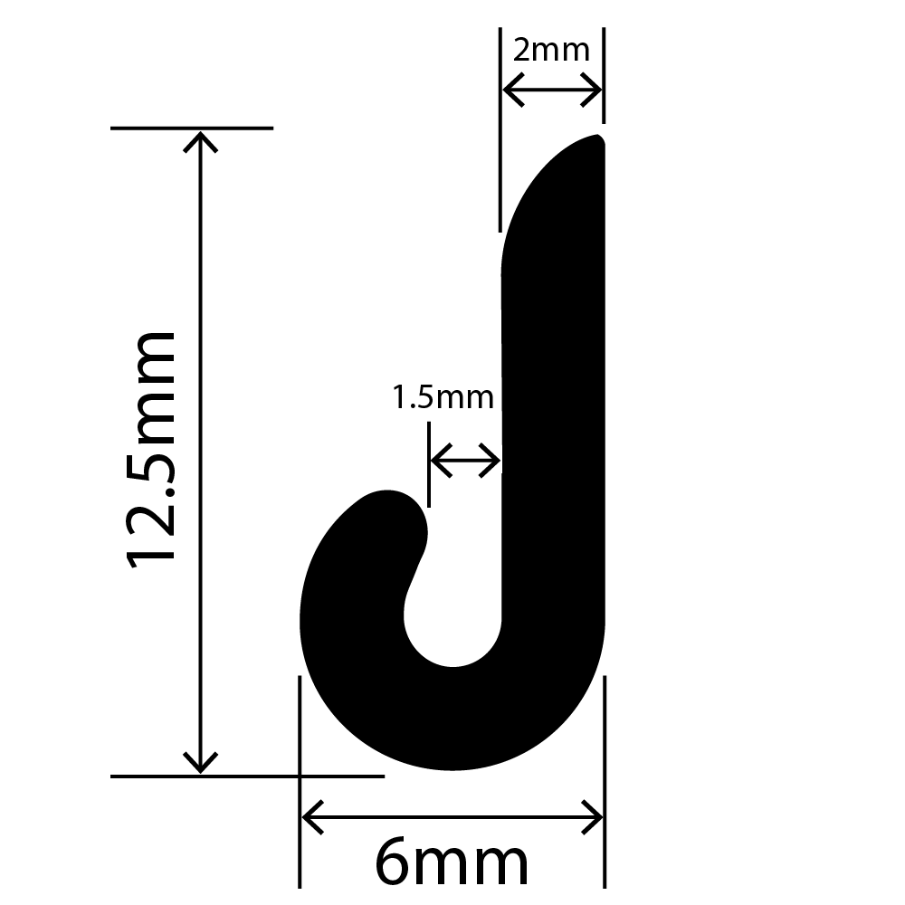 RC1024 TPE U Channel 6mm x 12.5mm