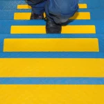 RC3406 Yellow Conformable Grip Tape Installed on Metal Steps