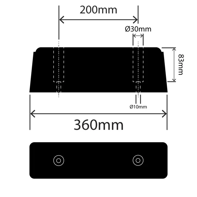 RC1330-110X115X360 - Rubber Dock Bumper - 110mm x 115mm x 360mm