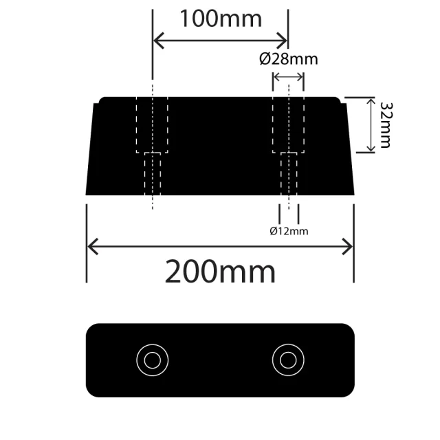 RC1330-50X50X200 - Rubber Dock Bumper - 50mm x 50mm x 200mm