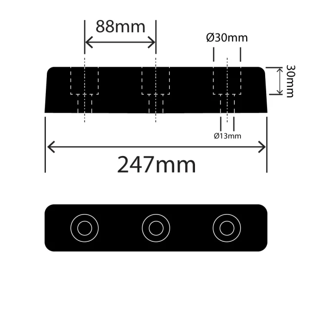 RC1330-50X50X247 - Rubber Dock Bumper - 50mm x 50mm x 247mm