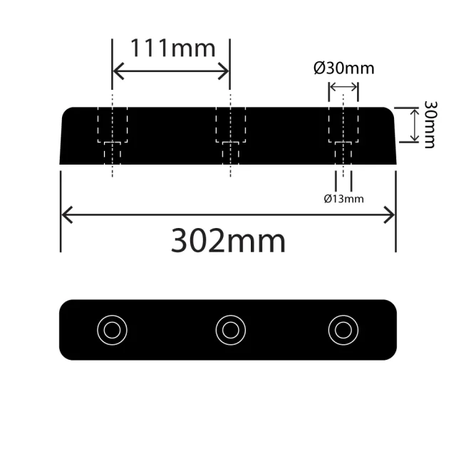 RC1330-50X50X302 - Rubber Dock Bumper - 50mm x 50mm x 302mm