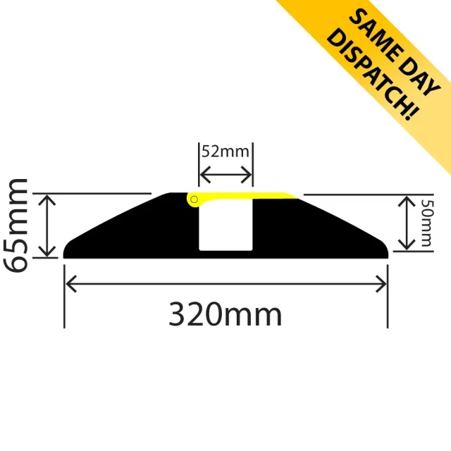 RC-HDCP-320X65 - Heavy-Duty Hi-Vis Cable Protector (1 Channel) - 320mm x 65mm x 0.9m - In stock for same day dispatch