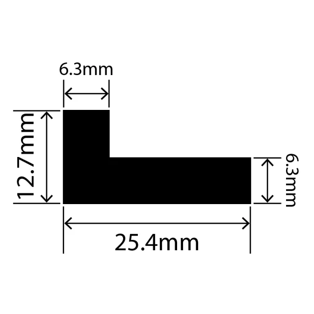 LP-SIL-10004 - Silicone L Profile 25.4mm x 12.7mm