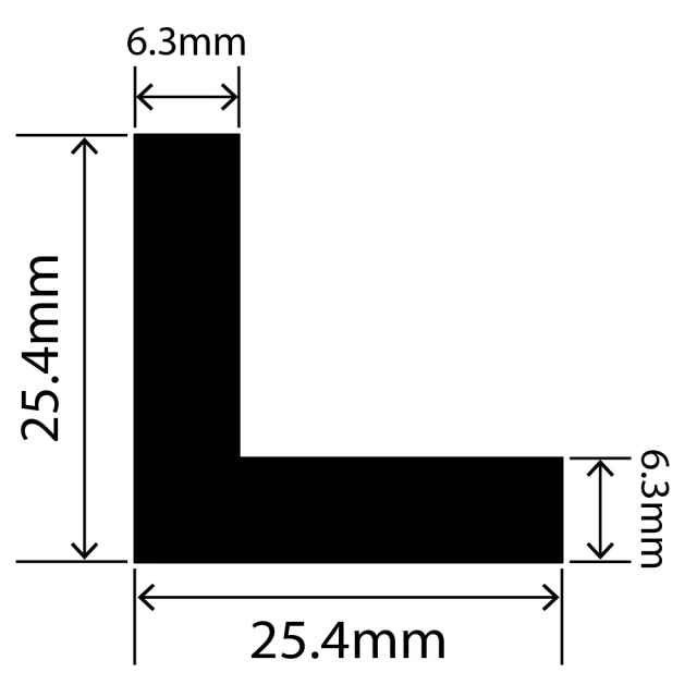 LP-SIL-10006 - Silicone L Profile 25.4mm x 25.4mm