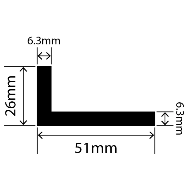 LP-SIL-10007 - Silicone L Profile 51mm x 26mm