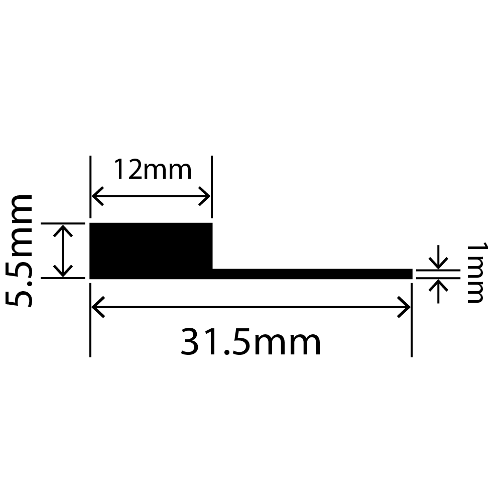 LP-SIL-10011 - Silicone L Profile 31.5mm x 5.5mm