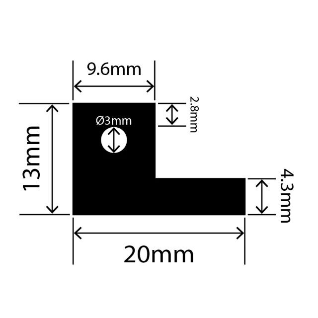 LP-SIL-10012 - Silicone L Profile 20mm x 13mm