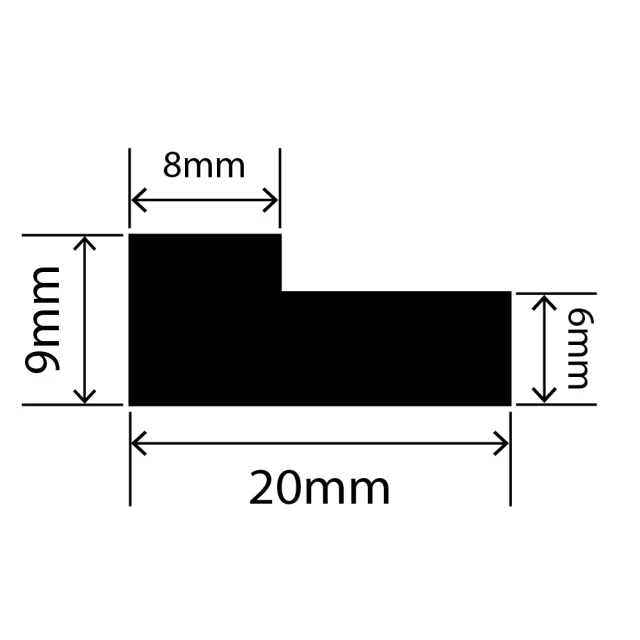 LP-SIL-10014 - Silicone L Profile 20mm x 9mm