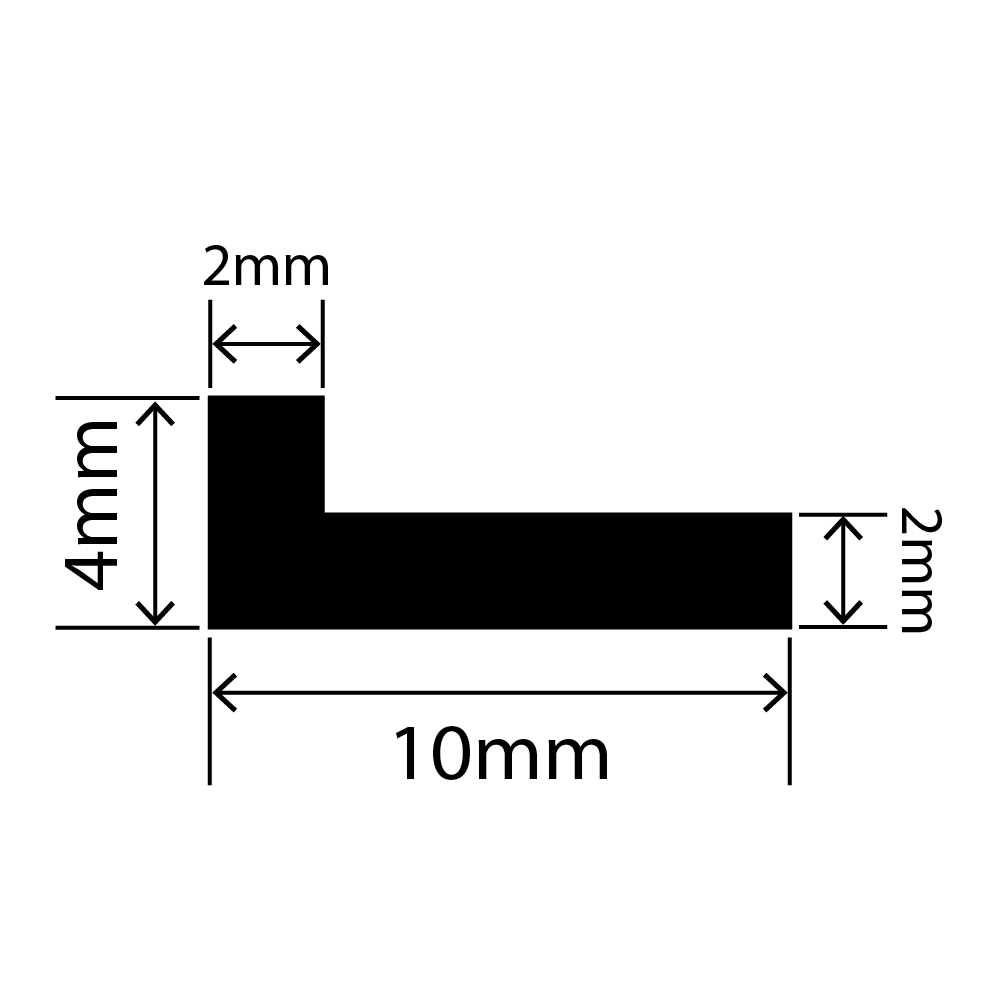 LP-SIL-10015 - Silicone L Profile 10mm x 4mm