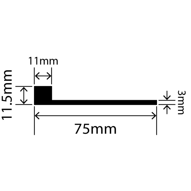 LP-SIL-10017 - Silicone L Profile 75mm x 11.5mm