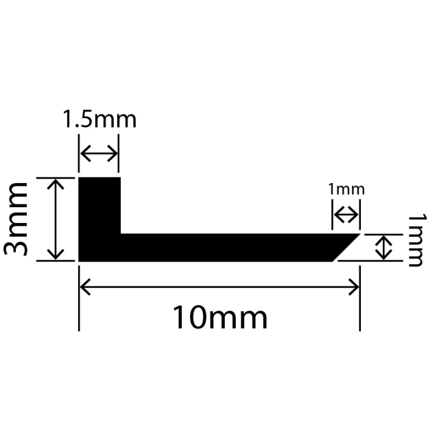 LP-SIL-10018 - Silicone L Profile 10mm x 3mm