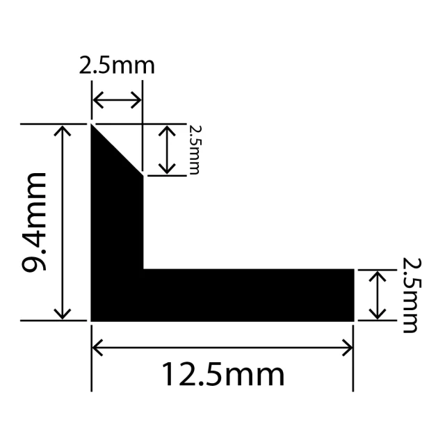LP-SIL-10020 - Silicone L Profile 12.5mm x 9.4mm