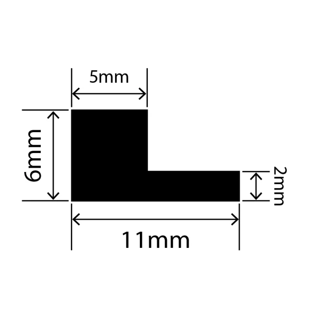 LP-SIL-10023 - Silicone L Profile 11mm x 6mm