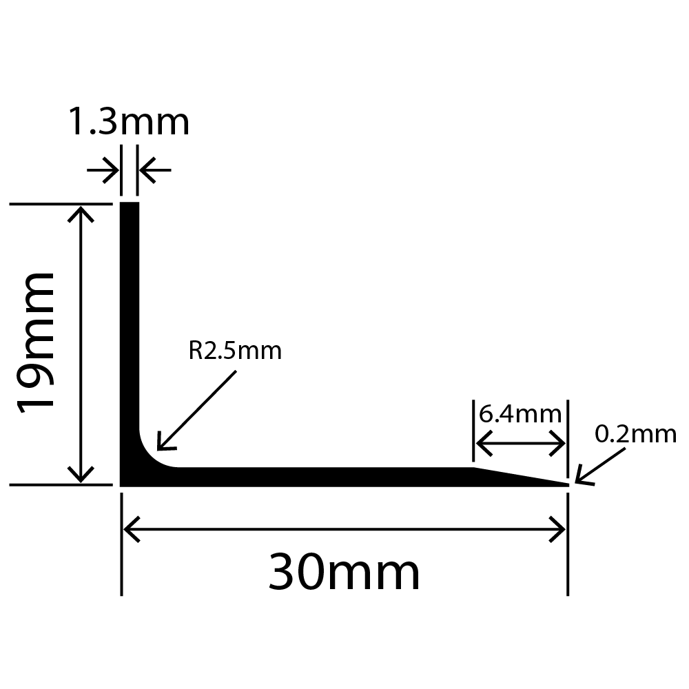 LP-SIL-10024 - Silicone L Profile 30mm x 19mm