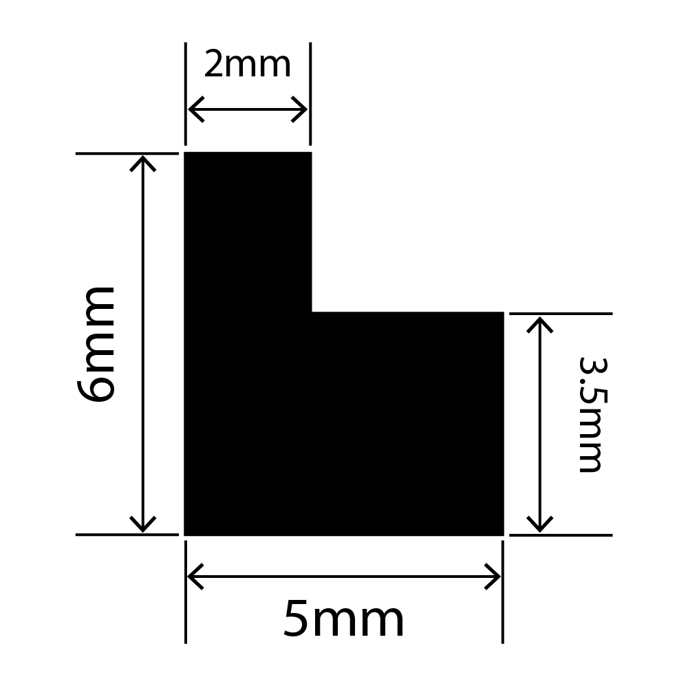 LP-SIL-10027 - Silicone L Profile 5mm x 6mm