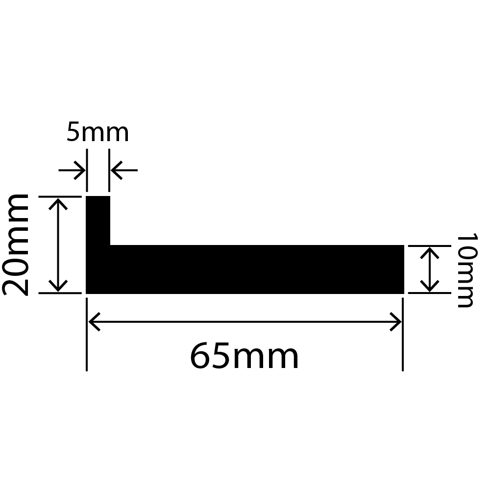 LP-SIL-10031 - Silicone L Profile 65mm x 20mm