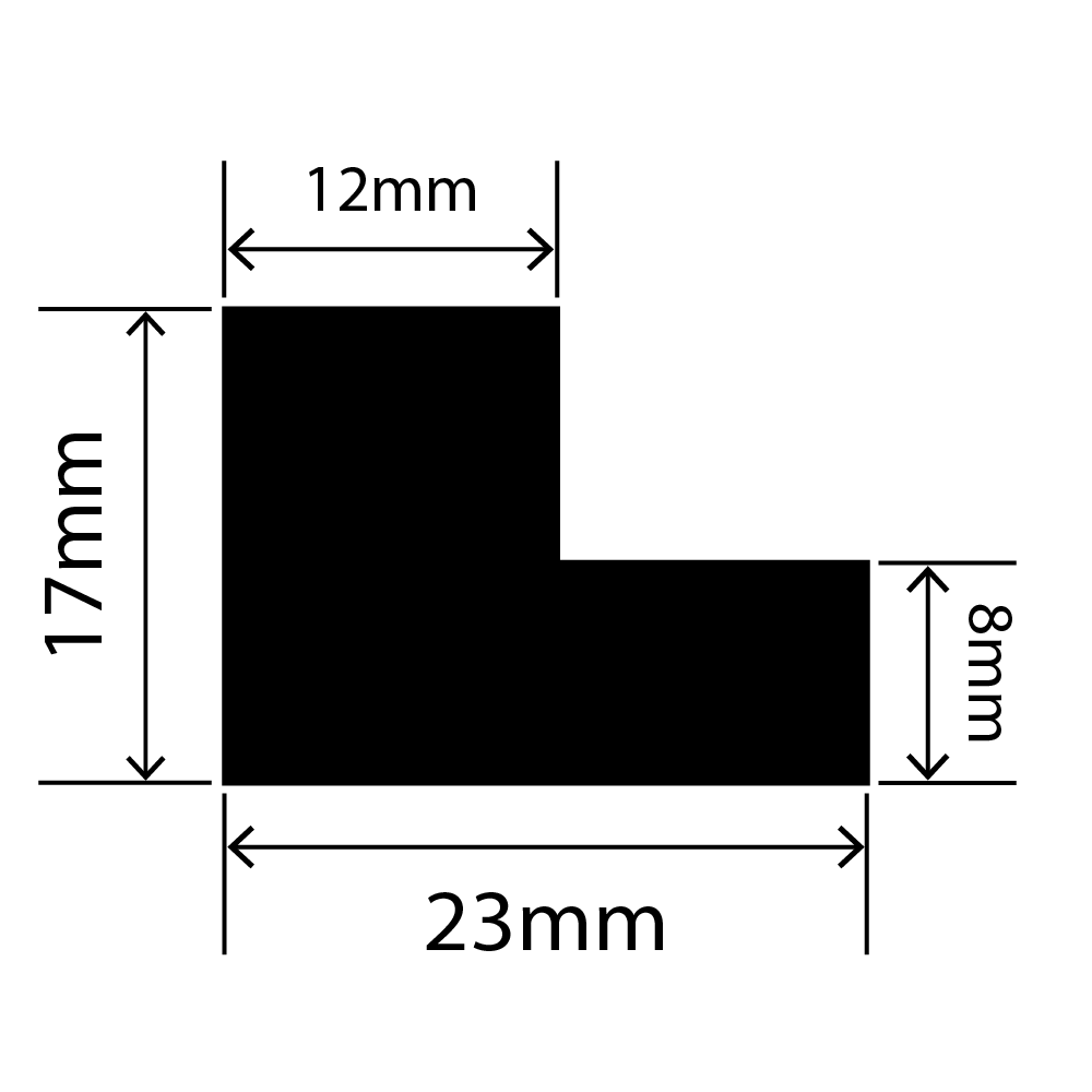 LP-SIL-10032 - Silicone L Profile 23mm x 17mm