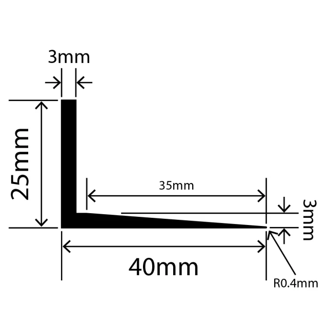LP-SIL-10036 - Silicone L Profile 40mm x 25mm