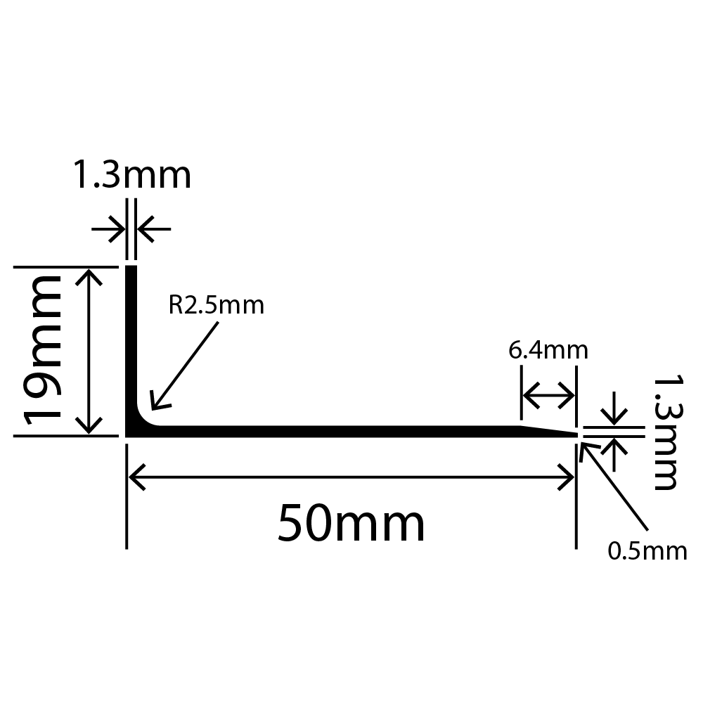 LP-SIL-10037 - Silicone L Profile 50mm x 19mm