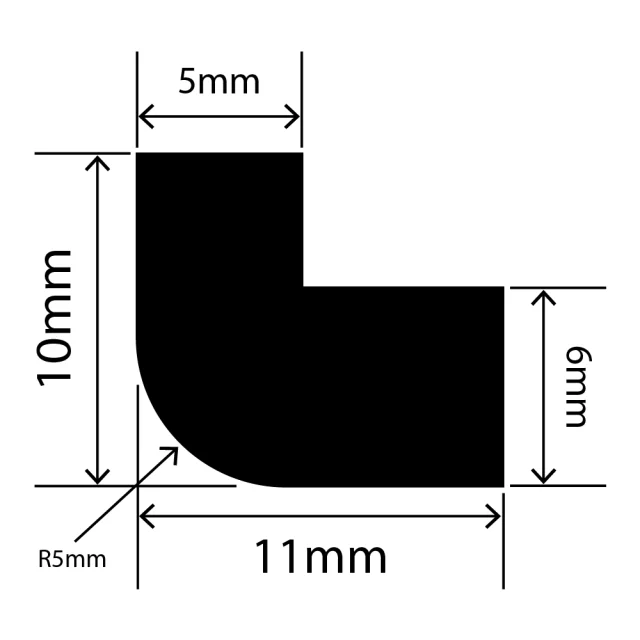 LP-SIL-10038 - Silicone L Profile 11mm x 10mm
