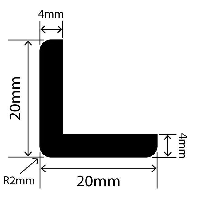 LP-SIL-10043 - Silicone L Profile 20mm x 20mm