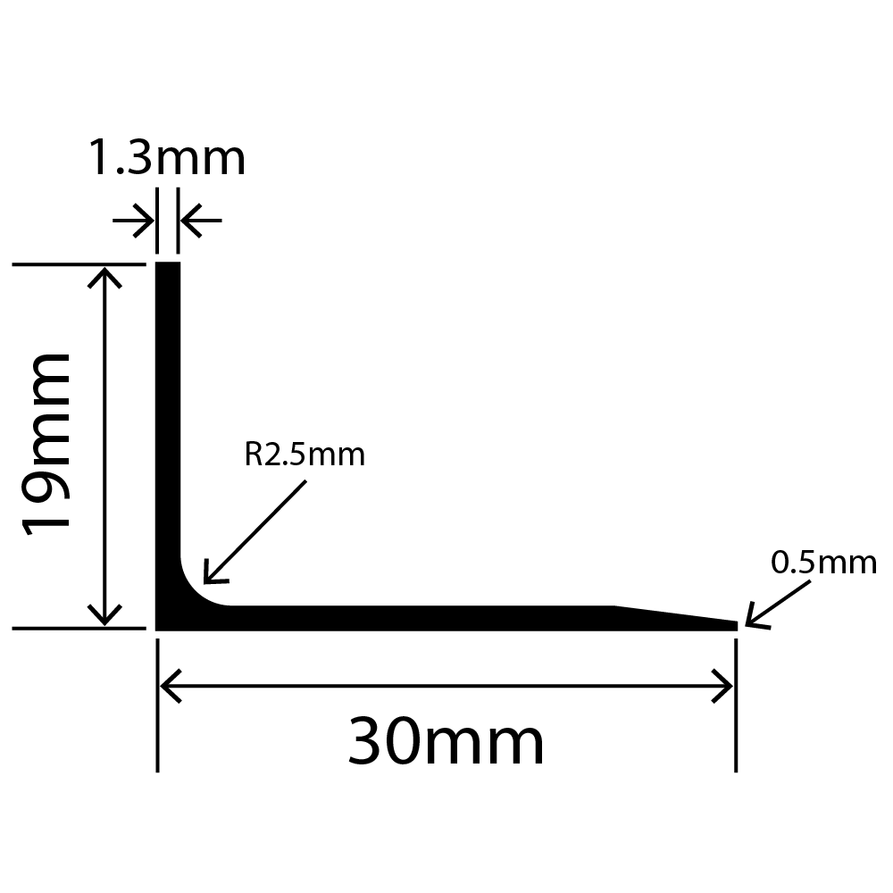 LP-SIL-10044 - Silicone L Profile 30mm x 19mm