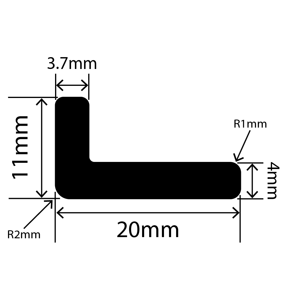 LP-SIL-10050 - Silicone L Profile 20mm x 11mm