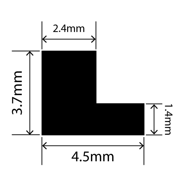 LP-SIL-10051 - Silicone L Profile 4.5mm x 3.7mm
