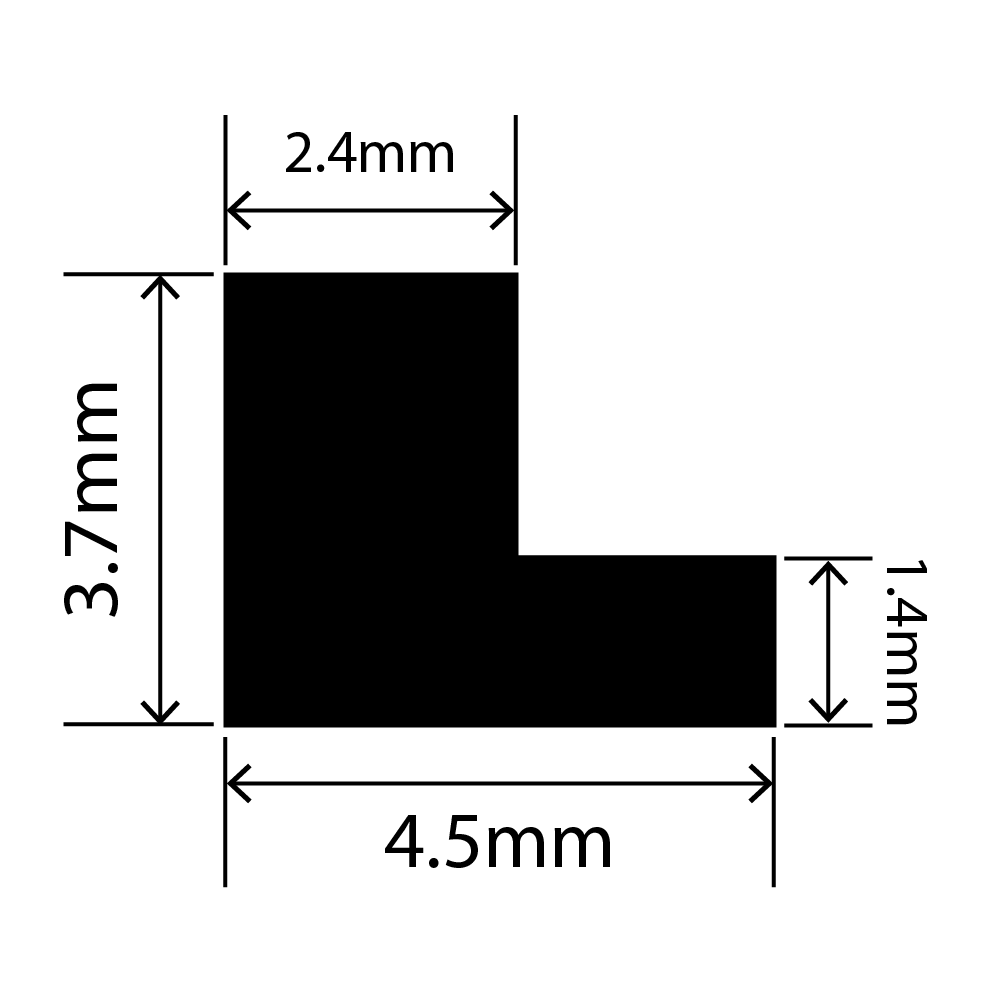 LP-SIL-10051 - Silicone L Profile 4.5mm x 3.7mm