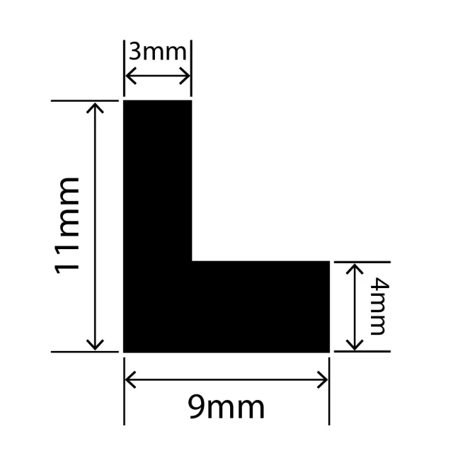 LP-SIL-10053 - Silicone L Profile 9mm x 11mm