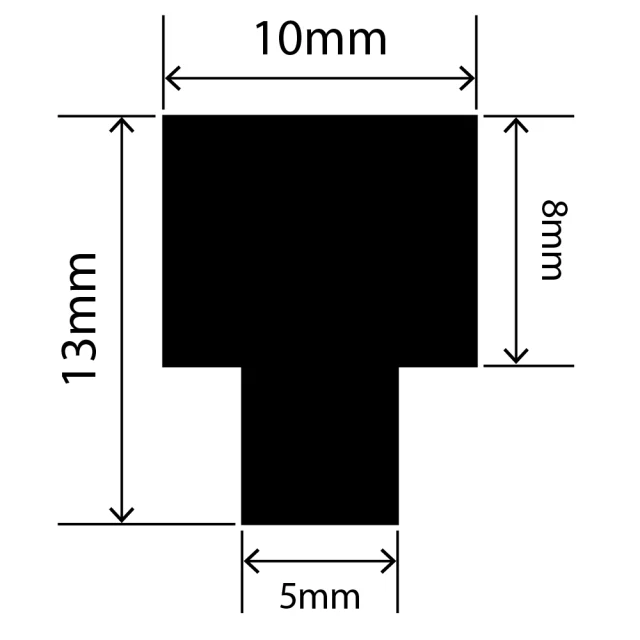 RCST10X13V - Silicone T Seal Profile 10mm x 13mm x 25m