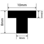 RCST10X8V - Silicone T Seal Profile 10mm x 8mm x 25m