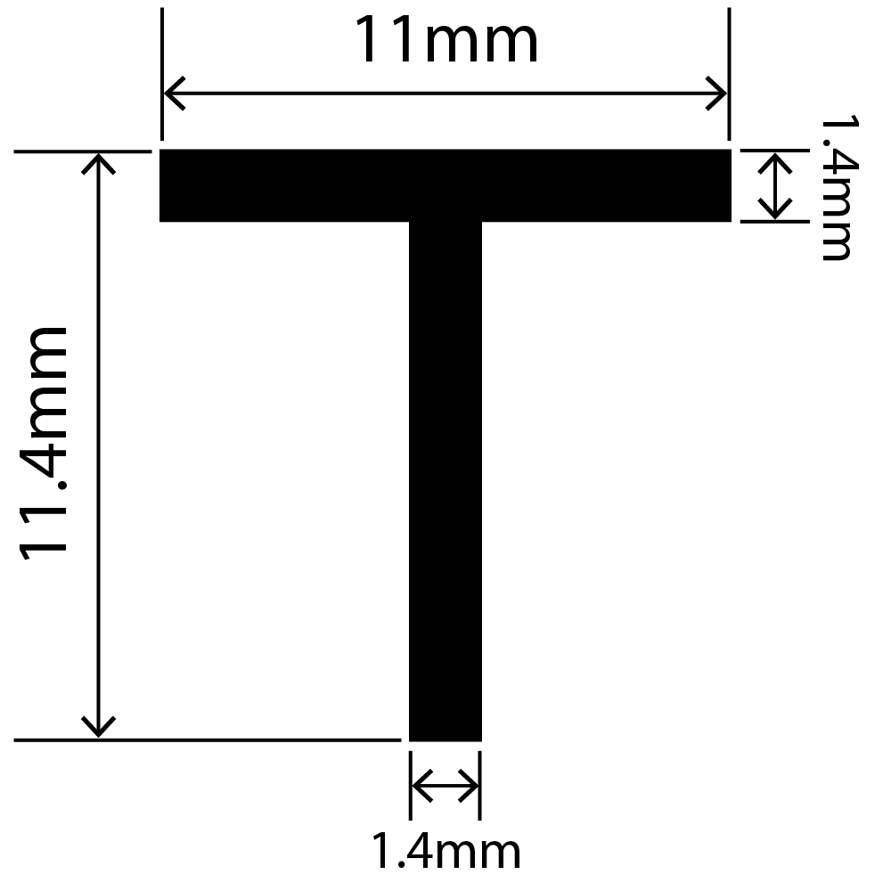 RCST11X11.4V - Silicone T Seal Profile 11mm x 11.4mm x 25m