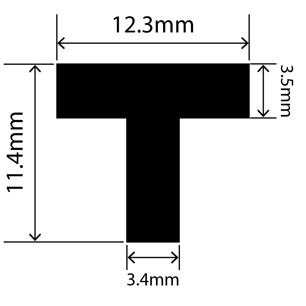RCST12.3X11.4V - Silicone T Seal Profile 12.3mm x 11.4mm x 25m