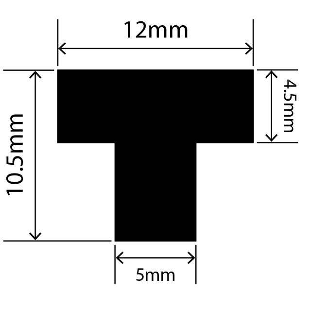 RCST12X10.5V - Silicone T Seal Profile 12mm x 10.5mm x 25m