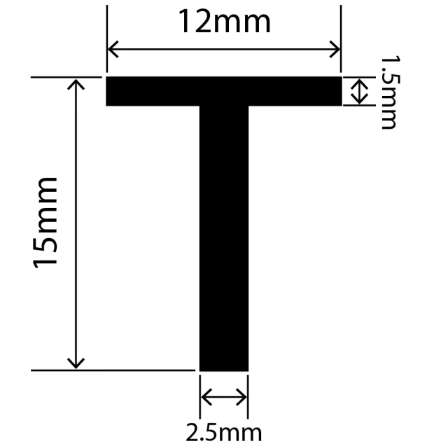 RCST12X15V - Silicone T Seal Profile 12mm x 15mm x 25m