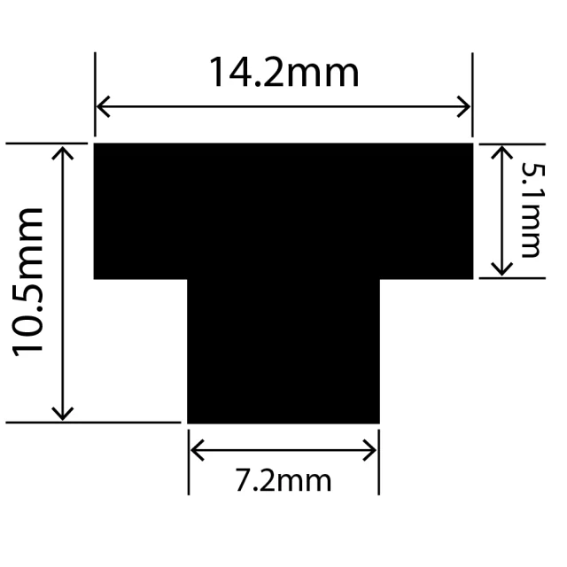 RCST14.2X10.5V - Silicone T Seal Profile 14.2mm x 10.5mm x 25m