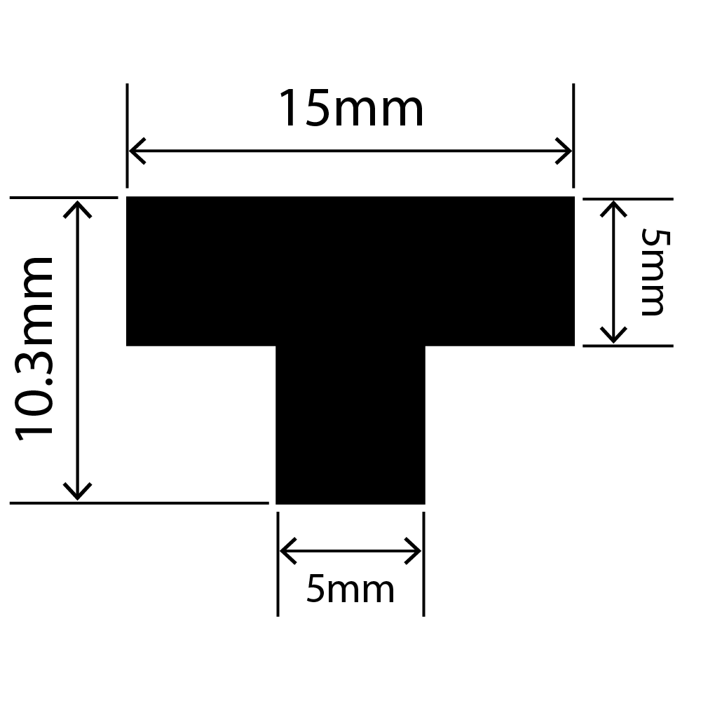 RCST15X10.3V - Silicone T Seal Profile 15mm x 10.3mm x 25m