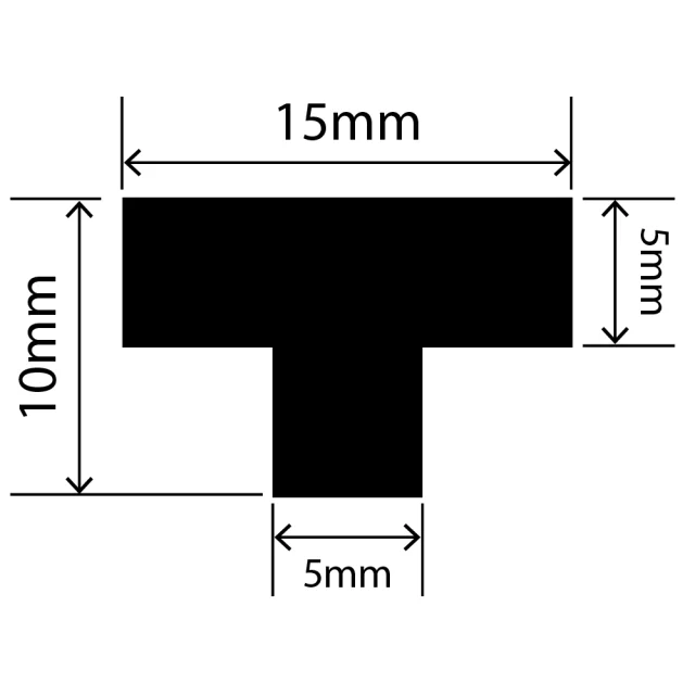 RCST15X10V - Silicone T Seal Profile 15mm x 10mm x 25m