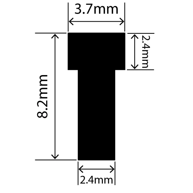 RCST3.7X8.2V - Silicone T Seal Profile 3.7mm x 8.2mm x 25m
