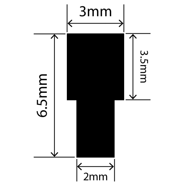 RCST3X6.5V - Silicone T Seal Profile 3mm x 6.5mm x 25m