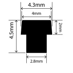 RCST4.3X4.5V - Silicone T Seal Profile 4.3mm x 4.5mm x 25m