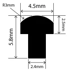 RCST4.5X5.8V - Silicone T Seal Profile 4.5mm x 5.8mm x 25m