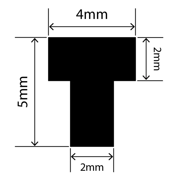 RCST4X5V - Silicone T Seal Profile 4mm x 5mm x 25m