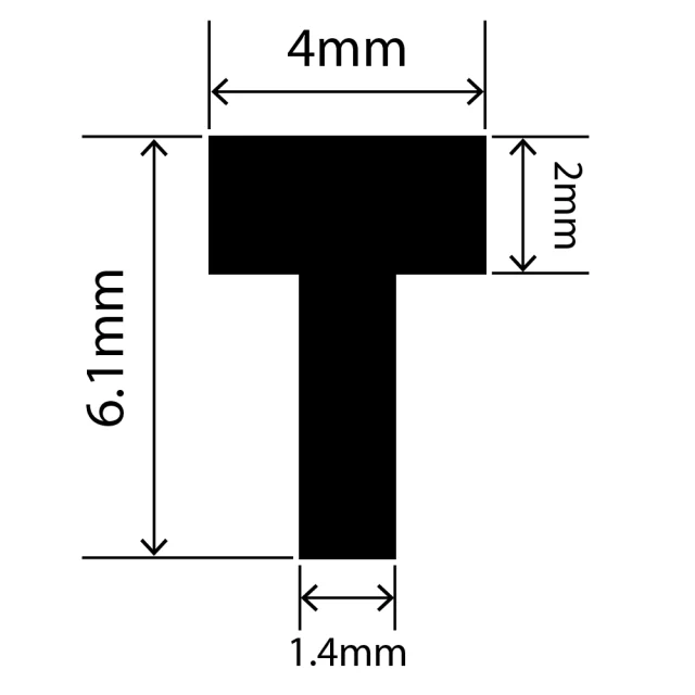 RCST4X6.1V - Silicone T Seal Profile 4mm x 6.1mm x 25m