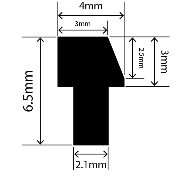 RCST4X6.5/3V - Silicone T Seal Profile 4mm x 6.5mm x 25m