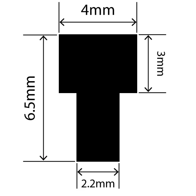 RCST4X6.5/4V - Silicone T Seal Profile 4mm x 6.5mm x 25m