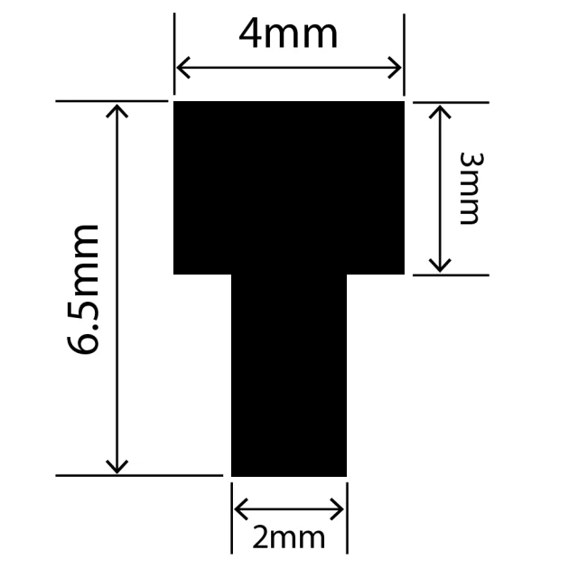 RCST4X6.5V - Silicone T Seal Profile 4mm x 6.5mm x 25m