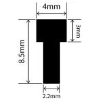 RCST4X8.5/2V - Silicone T Seal Profile 4mm x 8.5mm x 25m